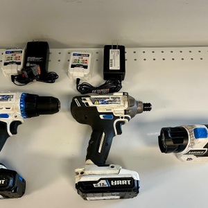 Hart 20v 3pc set (Drill,Driver,Light) with two Batteries & 2 Chargers 